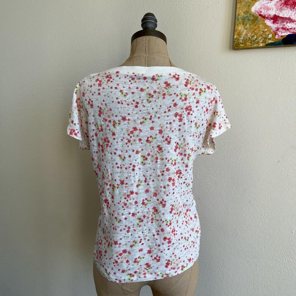 Comptoir Des Cotonniers Floral Print Linen Tee Shirt - Picture 2 of 4